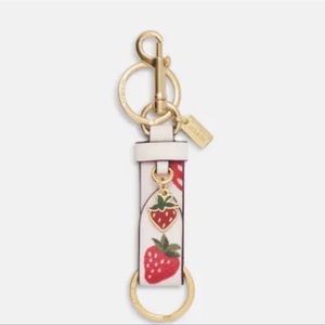 COACH Trigger Snap Bag Charm With Wild Strawberry Print - NWT